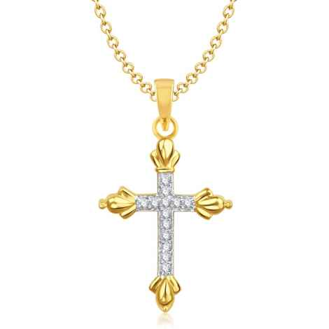 Buy Srikara Alloy Gold Plated CZ/AD Divine Cross Fashion Jewelry Pendant with Chain - SKP1421G - Purplle