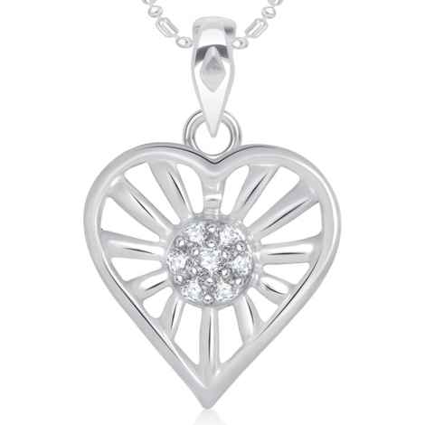 Buy Srikara Alloy Rhodium Plated CZ/AD Excellent Heart Fashion Jewelry Pendant Chain - SKP1833R - Purplle