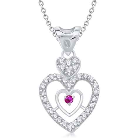 Buy Srikara Alloy Rhodium Plated CZ/AD Pretty Heart Shape Fashion Jewelry Pendant - SKP1309R - Purplle