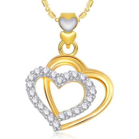 Buy Srikara Alloy Gold Plated CZ/AD Double Heart Valentine Fashion Jewelry Pendant - SKP1853G - Purplle