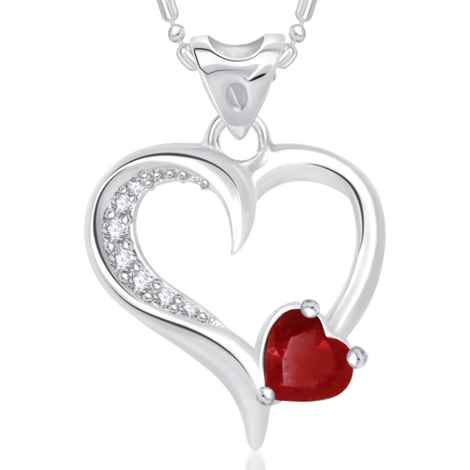 Buy Srikara Alloy Rhodium Plated CZ Decent Heart Valentine Fashion Jewellery Pendant - SKP1728R - Purplle