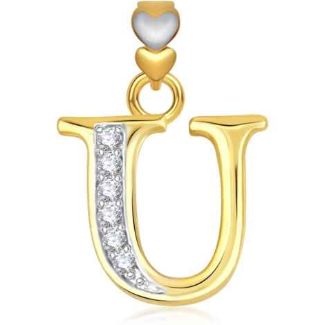 Buy Srikara Alphabet Collection Initial Letter 'U' CZ Fashion Jewelry Pendant Chain - SKP1756G - Purplle