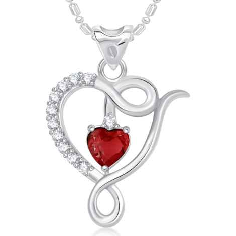 Buy Srikara Alloy Well Crafted Red Stone Heart Fashion Jewelry Pendant with Chain - SKP1716R - Purplle