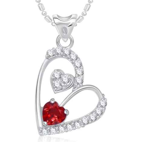 Buy Srikara Alloy Rhodium Plated CZ/AD Dual Tiny Hearts Valentine Fashion Jewelry Pendant - SKP1726R - Purplle