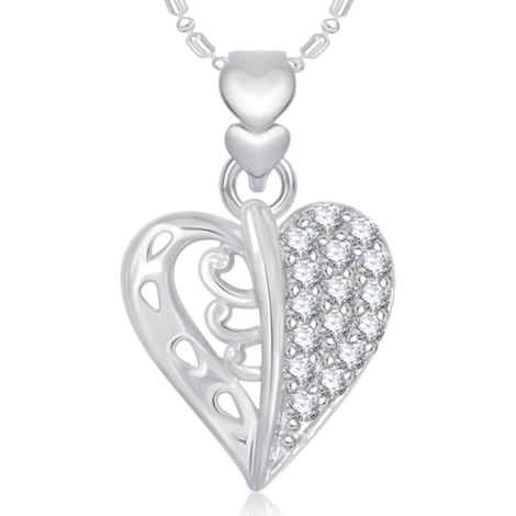 Buy Srikara Alloy Rhodium Plated CZ Superb Heart Valentine Fashion Jewellery Pendant - SKP1872R - Purplle