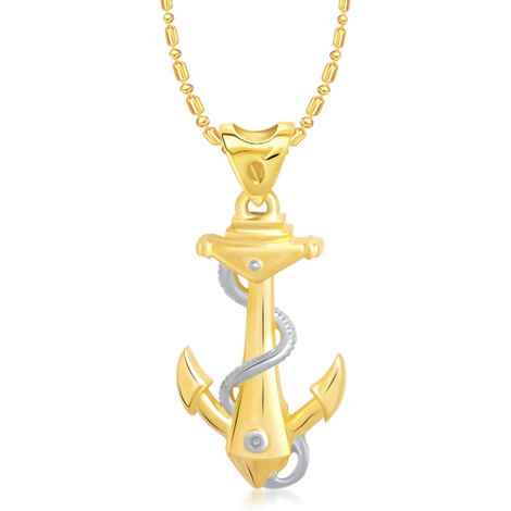 Buy Srikara Alloy Gold Plated CZ / AD Anchor Fashion Jewellery Pendant with Chain - SKP1344G - Purplle
