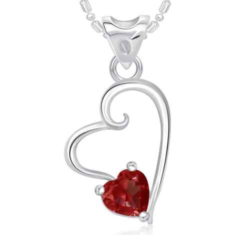 Buy Srikara Alloy Rhodium Plated CZ / AD Beautiful Red Stone Heart Valentine Pendant - SKP1766R - Purplle
