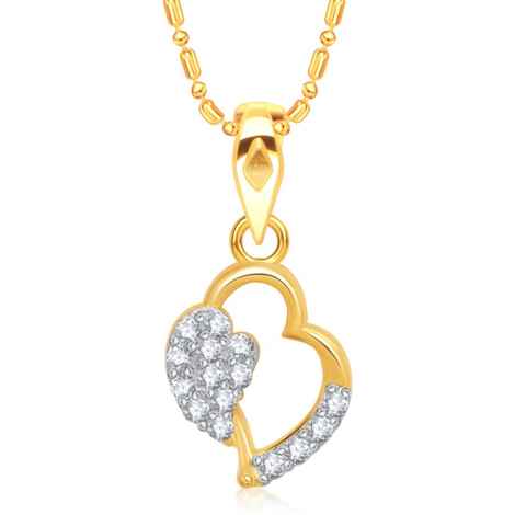 Buy Srikara Alloy Gold Plated CZ/AD Togetherness Heart Fashion Jewelry Pendant Chain - SKP1510G - Purplle
