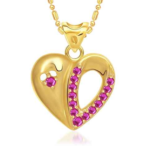 Buy Srikara Alloy Gold Plated CZ / AD Charming Heart Fashion Jewellery Pendant Chain - SKP1475G - Purplle