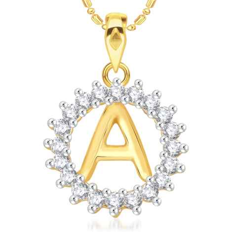 Buy Srikara Alloy Gold Plated CZ/AD Initial Letter A Fashion Jewellery Pendant Chain - SKP1947G - Purplle