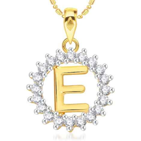 Buy Srikara Alloy Gold Plated CZ/AD Initial Letter E Fashion Jewellery Pendant Chain - SKP1951G - Purplle