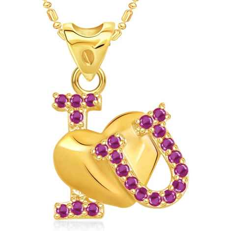 Buy Srikara Alloy Gold Plated CZ/AD I Love U Heart Valentine Fashion Jewelry Pendant - SKP1821G - Purplle