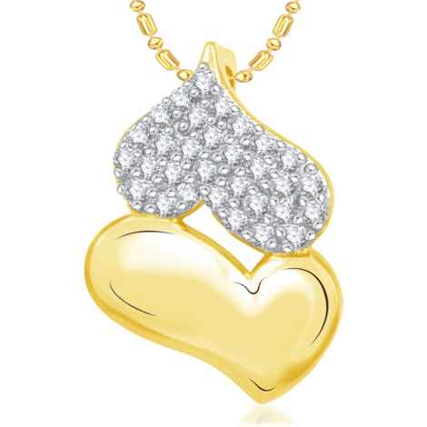 Buy Srikara Alloy Gold Plated CZ/AD Double Heart Valentine Fashion Jewelry Pendant - SKP1925G - Purplle