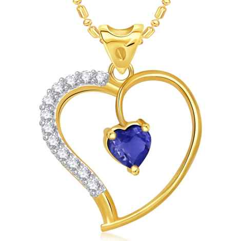Buy Srikara Alloy Gold Plated CZ/AD Blue Stone in Heart Valentine Fashion Jewelry Pendant - SKP1692G - Purplle