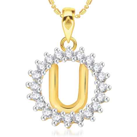 Buy Srikara Alloy Gold Plated CZ/AD Initial Letter U Fashion Jewellery Pendant Chain - SKP1967G - Purplle