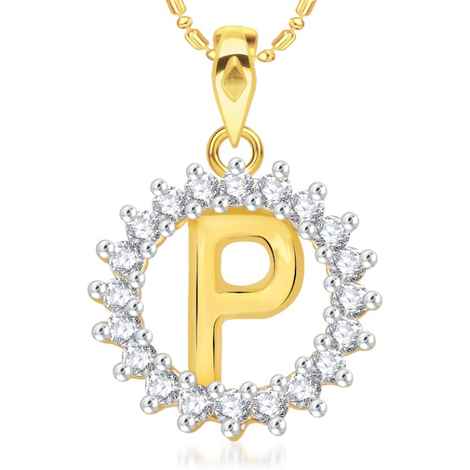 Buy Srikara Alloy Gold Plated CZ/AD Initial Letter P Fashion Jewellery Pendant Chain - SKP1962G - Purplle