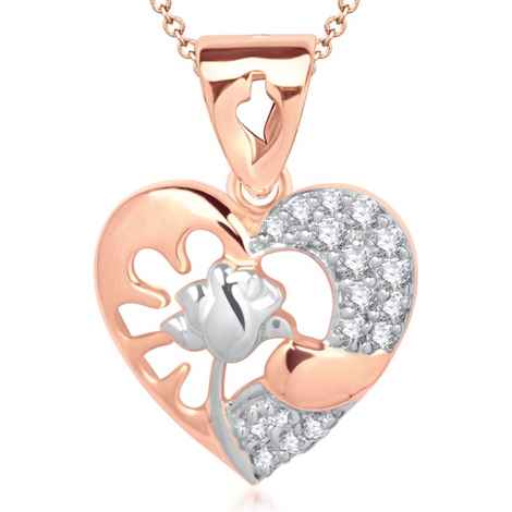 Buy Srikara Alloy Gold Plated CZ Flower in Heart Valentine Fashion Jewellery Pendant - SKP1638G - Purplle