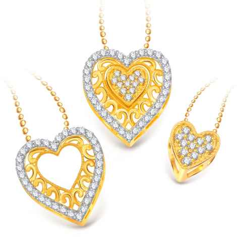 Buy Srikara Superb Heart Valentine Detachable Fashion Jewelry Pendant Set with Chain - SKDP1008G - Purplle