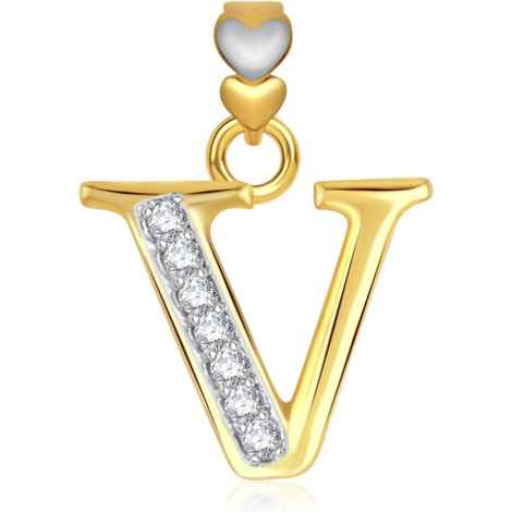 Buy Srikara Alphabet Collection Initial Letter 'V' CZ Fashion Jewelry Pendant Chain - SKP1757G - Purplle