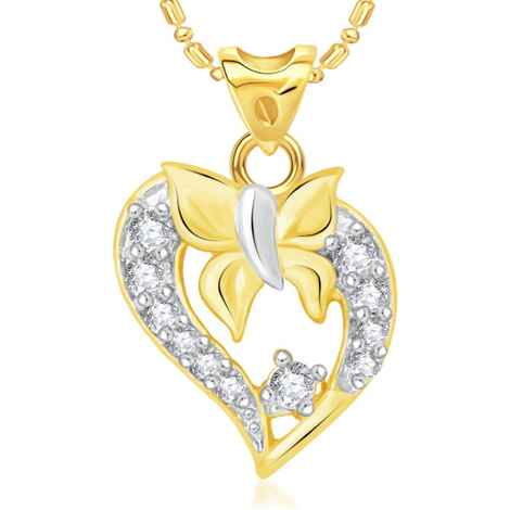 Buy Srikara Alloy Gold Plated CZ/AD Butterfly Heart Fashion Jewellery Pendant Chain - SKP1974G - Purplle