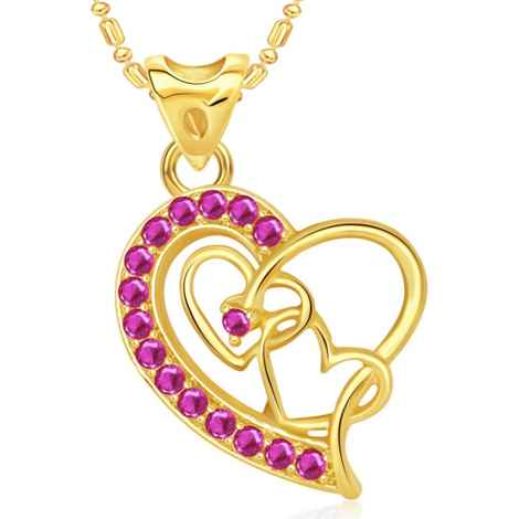 Buy Srikara Alloy Gold Plated CZ/AD Three Heart Valentine Fashion Jewelry Pendant - SKP1813G - Purplle