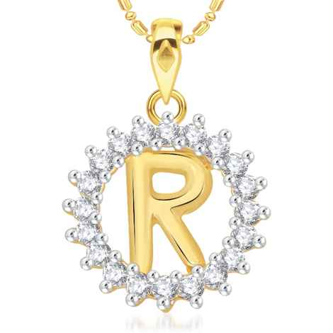 Buy Srikara Alloy Gold Plated CZ/AD Initial Letter R Fashion Jewellery Pendant Chain - SKP1964G - Purplle