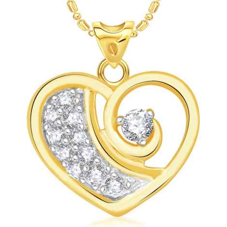 Buy Srikara Alloy Gold Plated CZ / AD Stone in Heart Fashion Jewellery Pendant Chain - SKP1973G - Purplle