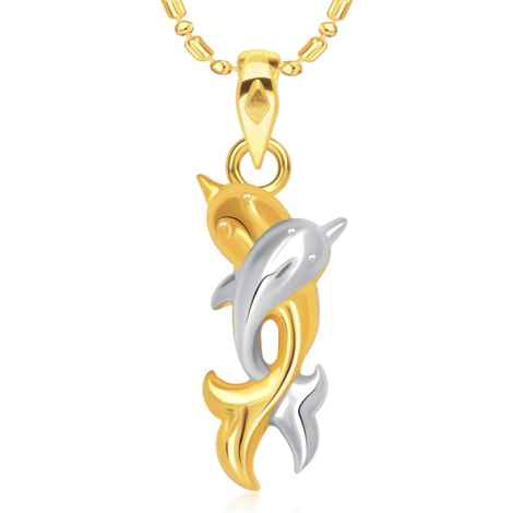 Buy Srikara Alloy Gold Plated CZ/AD Dual Dolphin Fashion Jewelry Pendant with Chain - SKP1879G - Purplle