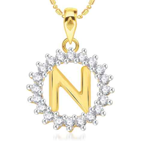 Buy Srikara Alloy Gold Plated CZ/AD Initial Letter N Fashion Jewellery Pendant Chain - SKP1960G - Purplle
