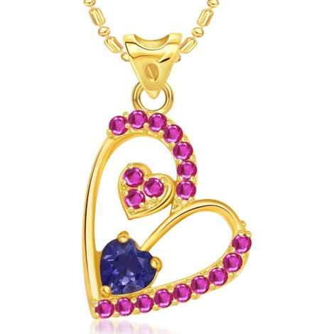 Buy Srikara Alloy Gold Plated CZ Dual Tiny Hearts Valentine Fashion Jewelry Pendant - SKP1801G - Purplle