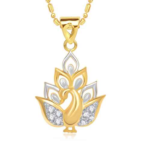 Buy Srikara Alloy Gold Plated CZ/AD Beautiful Mayur Fashion Jewellery Pendant Chain - SKP1454G - Purplle