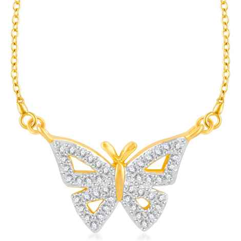 Buy Srikara Brass Alloy Gold Plated CZ/AD Stone Studded Butterfly Fashion Jewelry Pendant - SKP3234G - Purplle