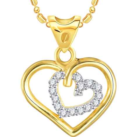 Buy Srikara Alloy Gold Plated CZ/AD Interlocked Heart Fashion Jewelry Pendant Chain - SKP3071G - Purplle