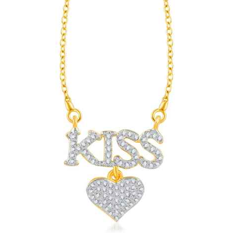 Buy Srikara Brass Alloy Gold Plated CZ Kiss of Love Fashion Jewelry Pendant Chain - SKP3238G - Purplle