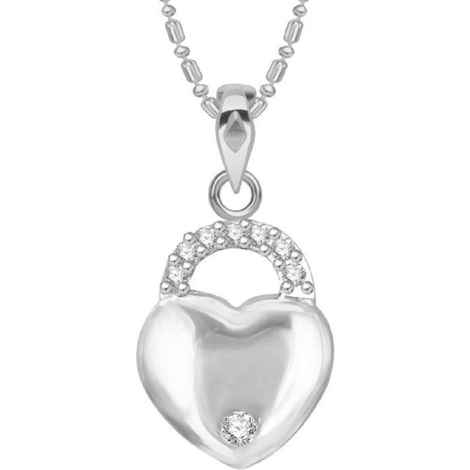 Buy Srikara Alloy Brass Rhodium Plated CZ Love Lock Fashion Jewelry Pendant Chain - SKP3126R - Purplle