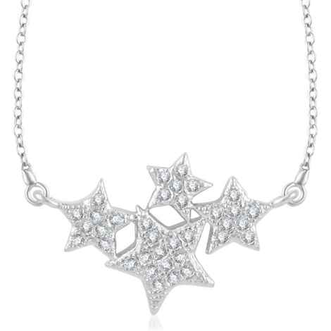 Buy Srikara Brass Alloy Rhodium Plated CZ/AD Shining Stars Fashion Jewelry Pendant - SKP3242R - Purplle