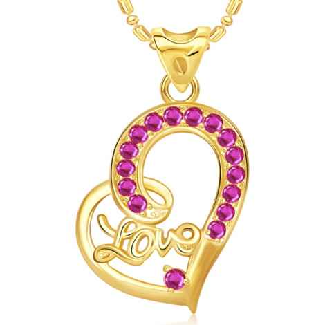 Buy Srikara Alloy Gold Plated CZ / AD Love Heart Valentine Fashion Jewellery Pendant - SKP1815G - Purplle
