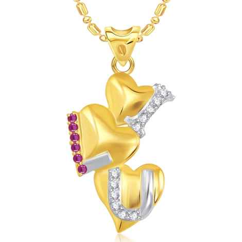 Buy Srikara Alloy Gold Plated CZ/AD Three Heart I LOVE U Valentine Fashion Jewelry Pendant - SKP1928G - Purplle