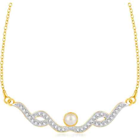 Buy Srikara Brass Alloy Gold Plated CZ Dual Curvy Patterned Fashion Jewelry Pendant - SKP3236G - Purplle