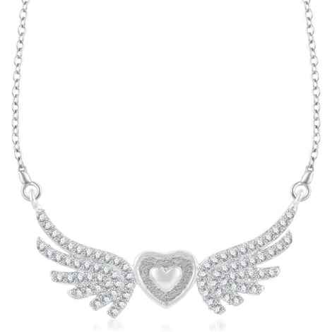 Buy Srikara Brass Alloy Rhodium Plated CZ / AD Fashion Jewelry Pendant with Chain - SKP3246R - Purplle