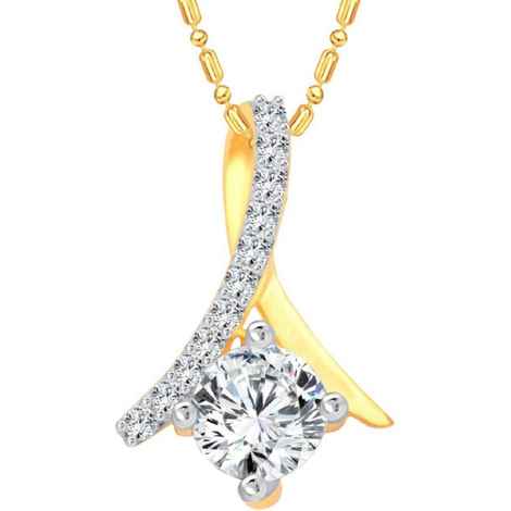 Buy Srikara Alloy Gold Plated CZ/AD Solitaire Curved Design Fashion Jewelry Pendant - SKP3086G - Purplle