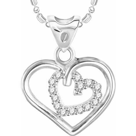 Buy Srikara Alloy Rhodium Plated CZ / AD Interlocked Heart Fashion Jewellery Pendant - SKP3071R - Purplle
