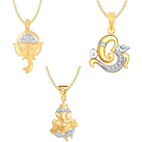 Buy Srikara Brass Alloy Gold Plated CZ / AD Fashion Jewelry Pendant Set with Chain - SKCOMBO1724G - Purplle