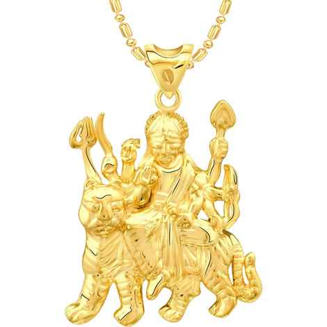 Buy Srikara Alloy Gold Plated CZ/AD Goddess Ambe Maa Fashion Jewellery Pendant Chain - SKP2681G - Purplle