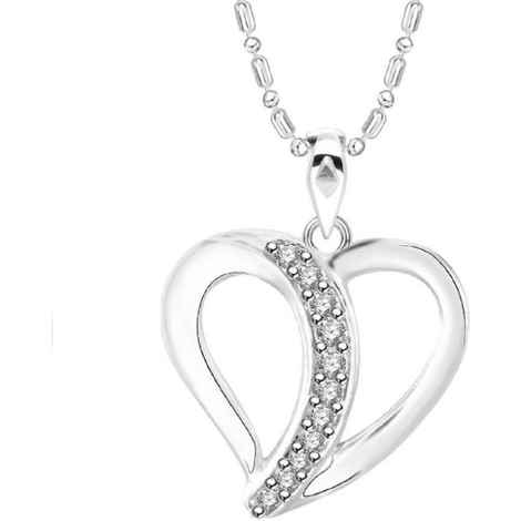 Buy Srikara Alloy Brass Rhodium Plated CZ/AD Lovely Heart Fashion Jewelry Pendant - SKP3136R - Purplle