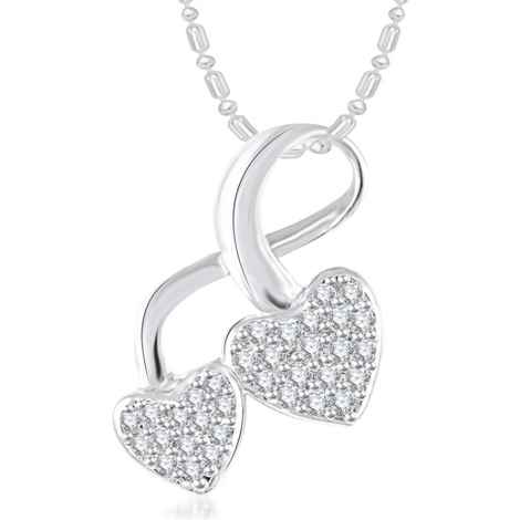 Buy Srikara Alloy Rhodium Plated CZ/AD Interconnected Heart Fashion Jewelry Pendant - SKP3080R - Purplle