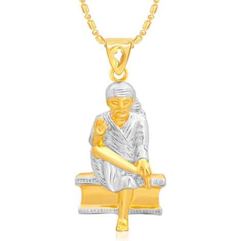 Buy Srikara Alloy Gold Plated CZ / AD Sai Baba Fashion Jewellery Pendant with Chain - SKP2210G - Purplle