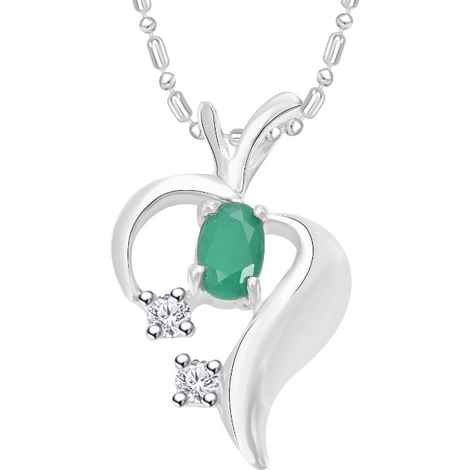 Buy Srikara Alloy Rhodium Plated CZ / AD Green Stone Heart Fashion Jewellery Pendant - SKP3090R - Purplle