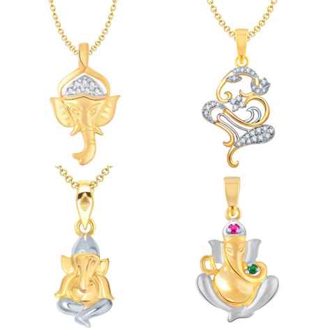Buy Srikara Brass Alloy Gold Plated CZ / AD Fashion Jewelry Pendant Set with Chain - SKCOMBO1720G - Purplle
