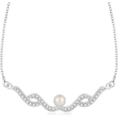 Buy Srikara Brass Alloy Rhodium Plated CZ/AD Dual Curvy Patterned Fashion Jewelry Pendant - SKP3236R - Purplle